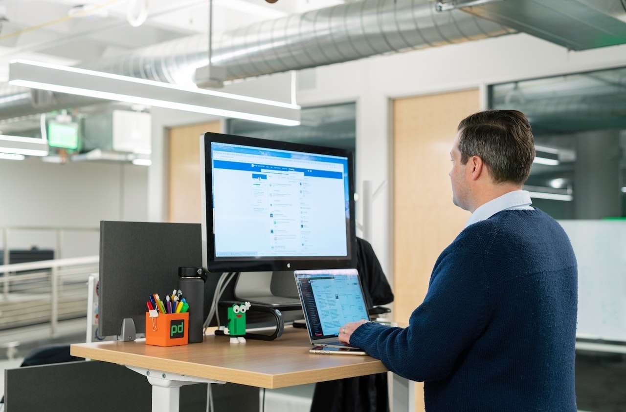 man using linkedin